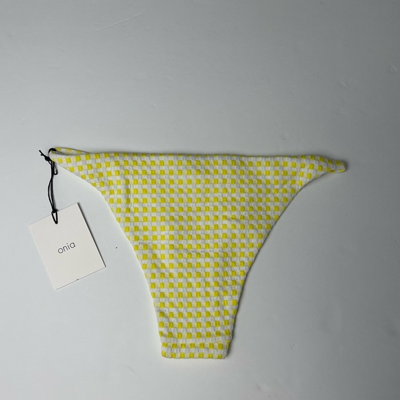 NWT ONIA Rochelle Bikini Bottom Gingham Print Citrus Yellow Size Small - Picture 4 of 7